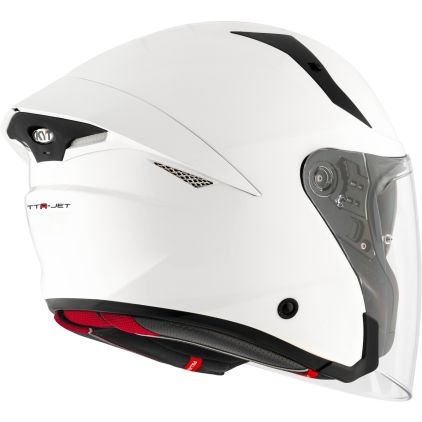 KYT TTR-Jet Plain White Jet Helmet - Chromeburner