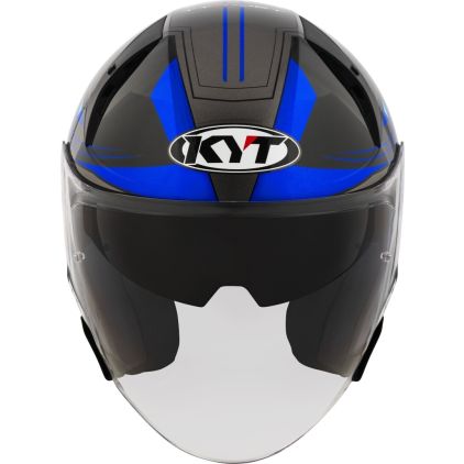 KYT TTR-Jet Led Black Blue Jet Helmet - Chromeburner