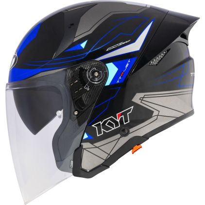 KYT TTR-Jet Led Black Blue Jet Helmet - Chromeburner