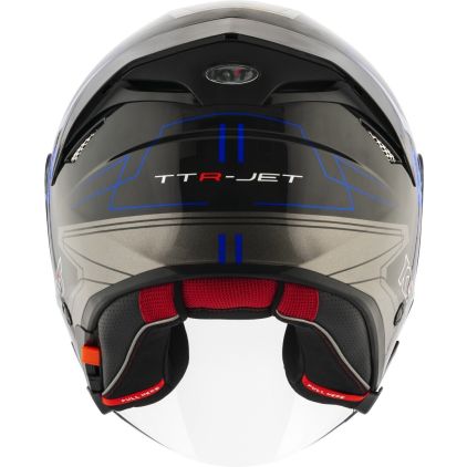 KYT TTR-Jet Led Black Blue Jet Helmet - Chromeburner
