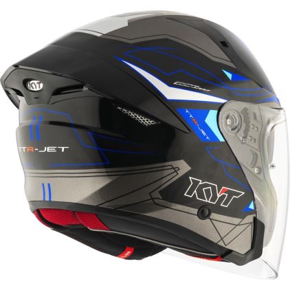 KYT TTR-Jet Led Black Blue Jet Helmet - Chromeburner