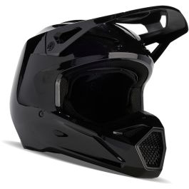 FOX V1 Solid Black Motocross Helmet - Chromeburner