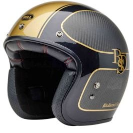 bell custom 500 deluxe helmet rsd check it Bell Custom 500 Carbon RSD Checkmate Matte Gloss Black Gold Jet Helmet