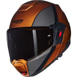helmets with a ratchet strap like the nolan Nolan N120-1 Verniciatura Speciale Modular Helmet Orange S