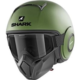 Shark Street Drak Blank GMA Matt Green Jet Helmet - Chromeburner