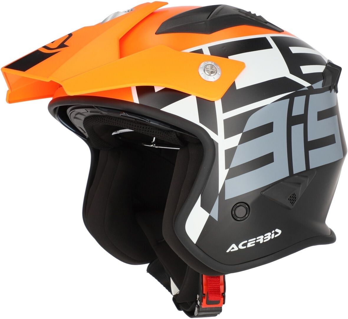 【パブロ】 Acerbis Jet Aria Graphic Matt Black Orange Jet Helmet - Chromeburner