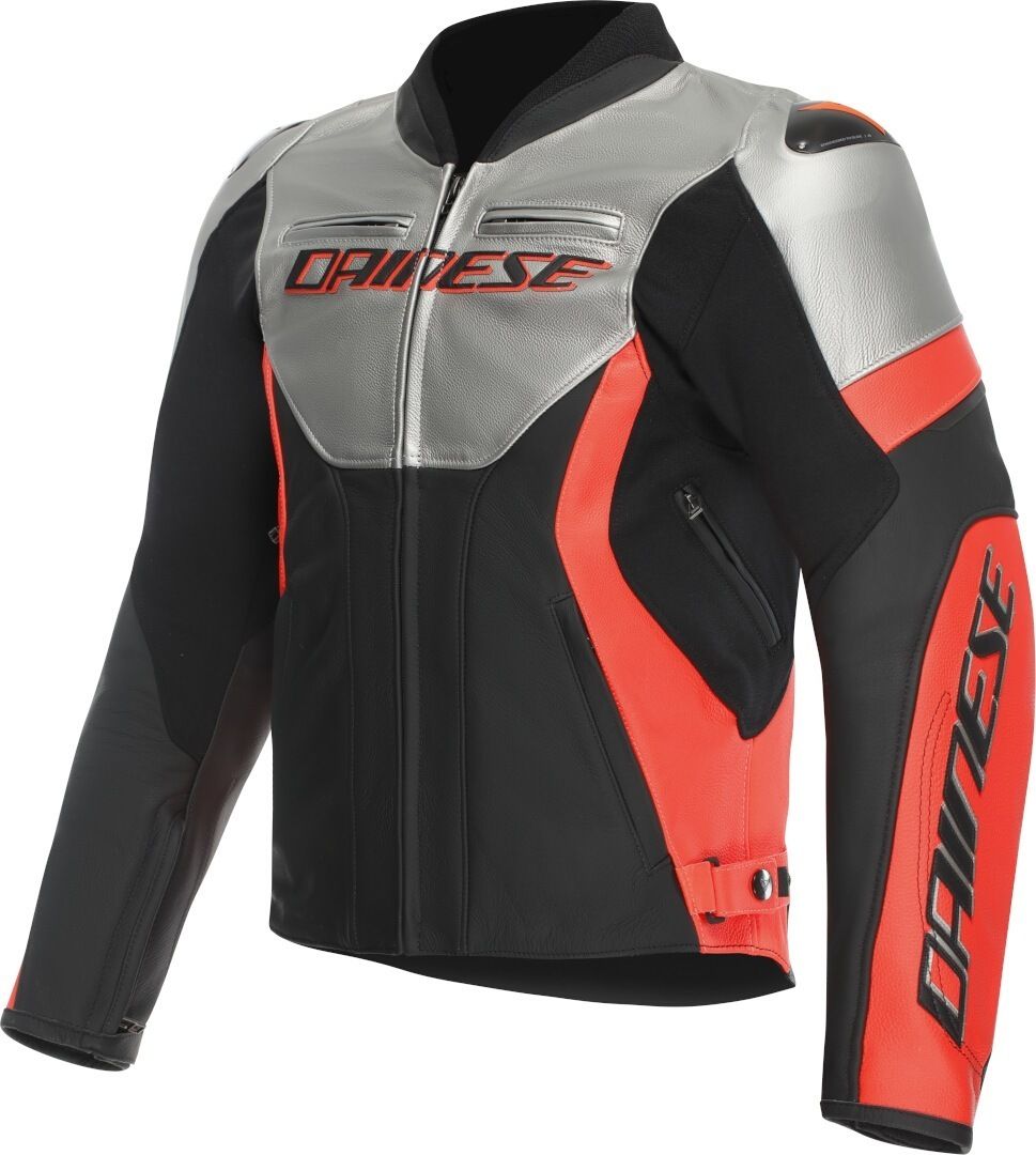 Dainese Racing 5 Black Silver Red Leather Motorcycle Jacket