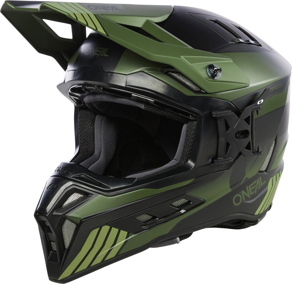 O'NEAL EX-SRS Hitch Matt Black Green Motocross Helmet - Chromeburner