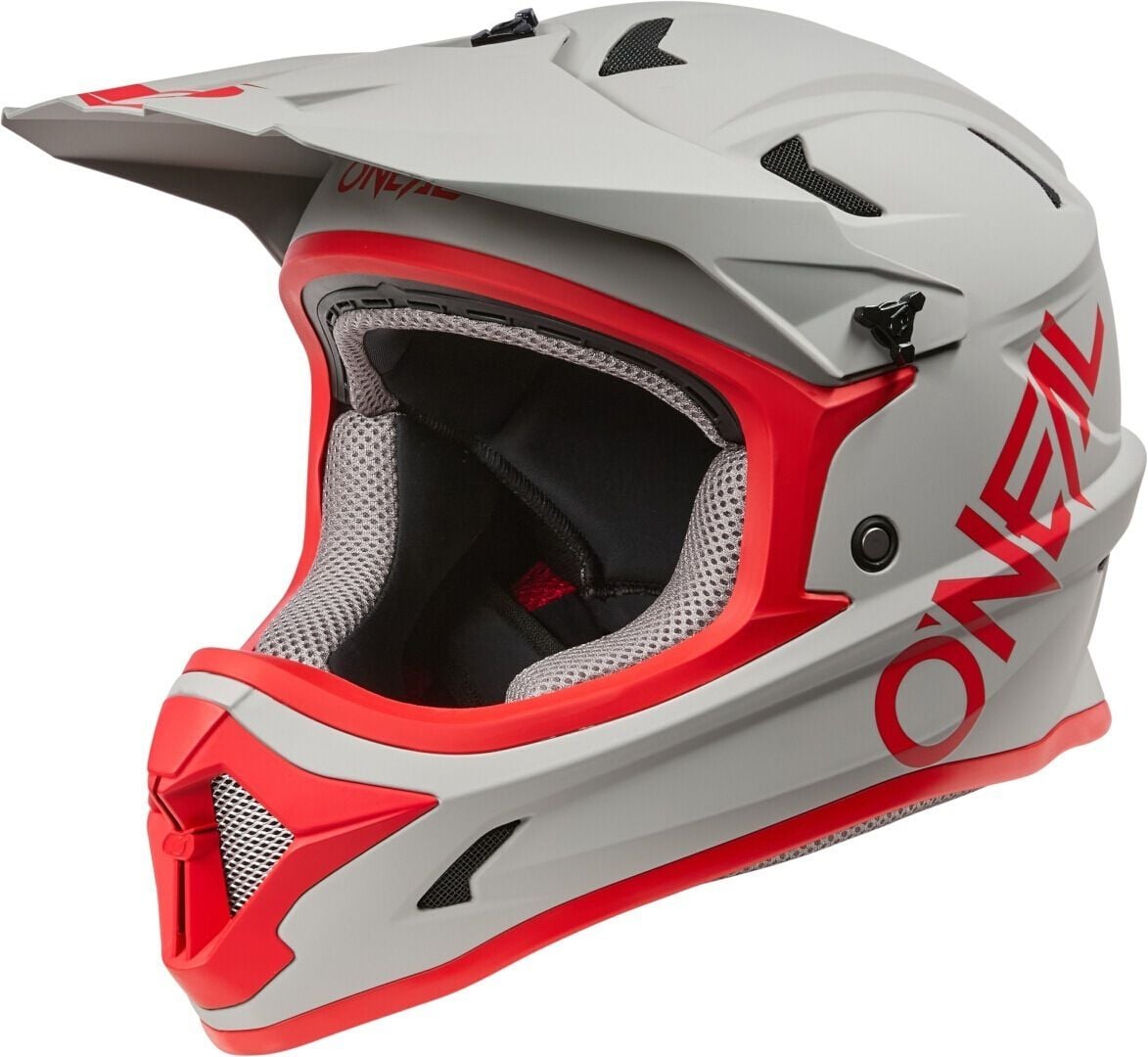 O'NEAL Sonus Matt Grey Red Downhill Bicycle Helmet - Chromeburner