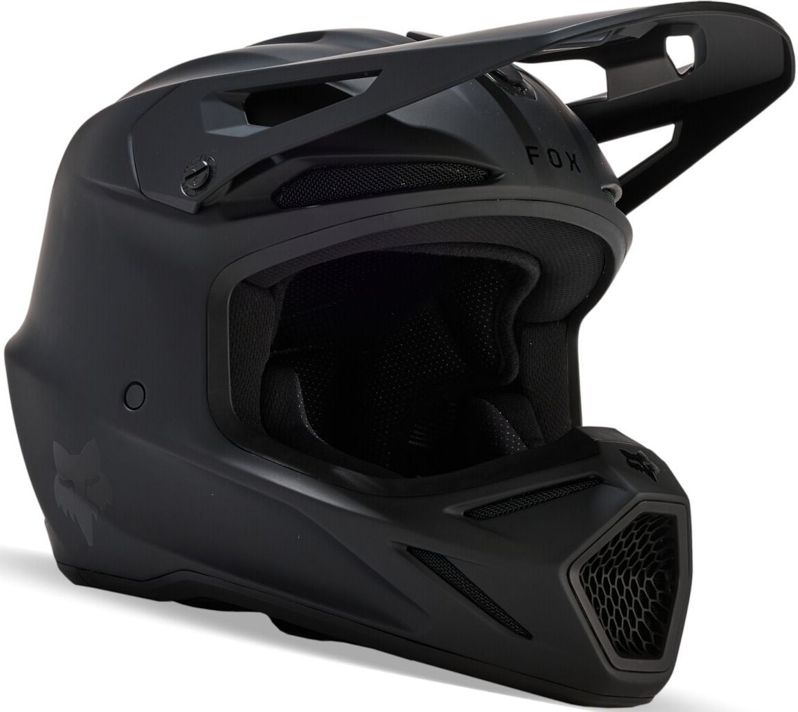 FOX V3 Solid Matt Black MIPS Motocross Helmet - Chromeburner