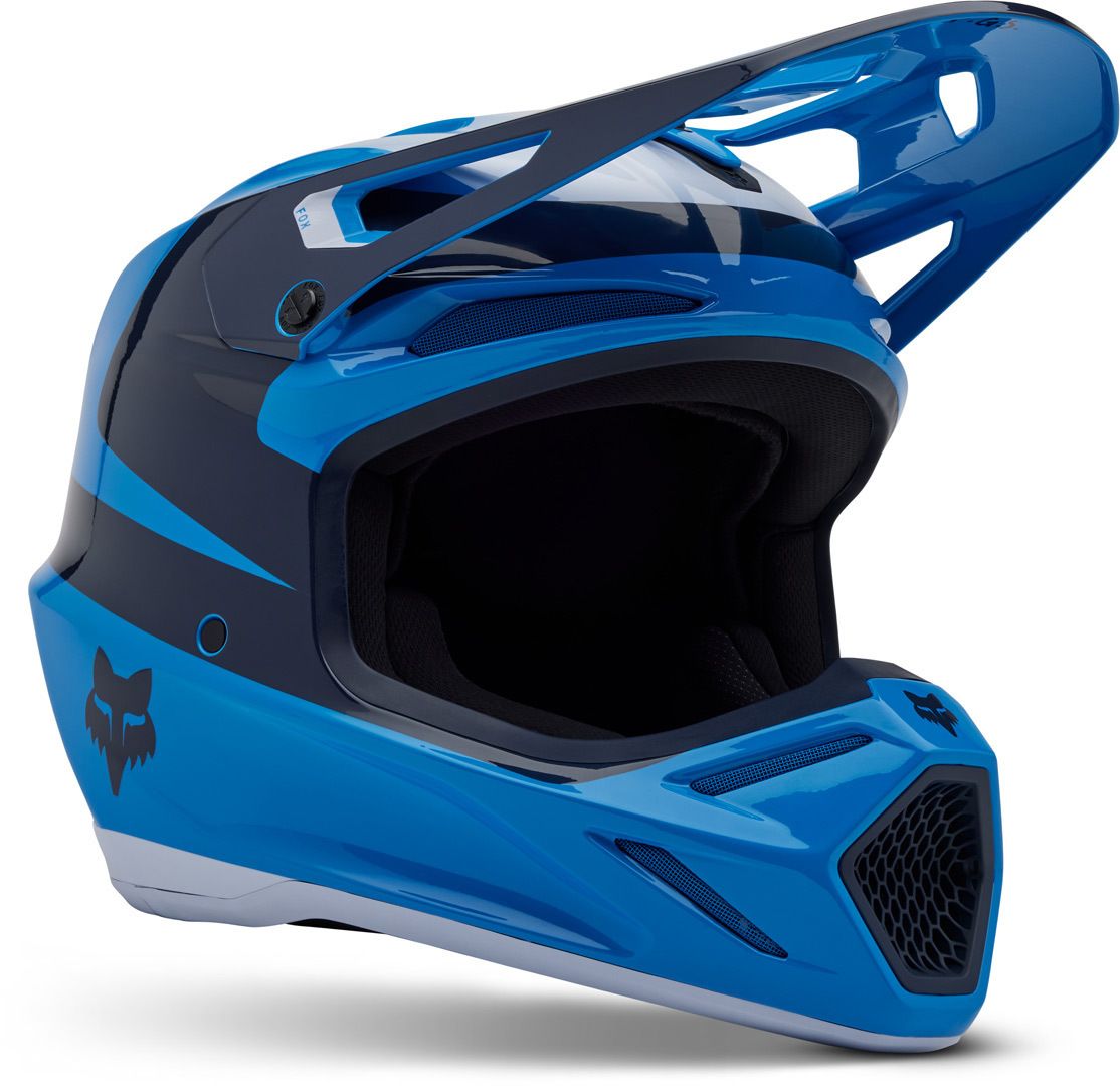 セキュリティ・セーフティ FOX V3 ANTI SCENE HELMET ELECTRIC BLUE M FOX V3 Divider MIPS Blue Motocross Helmet - Chromeburner