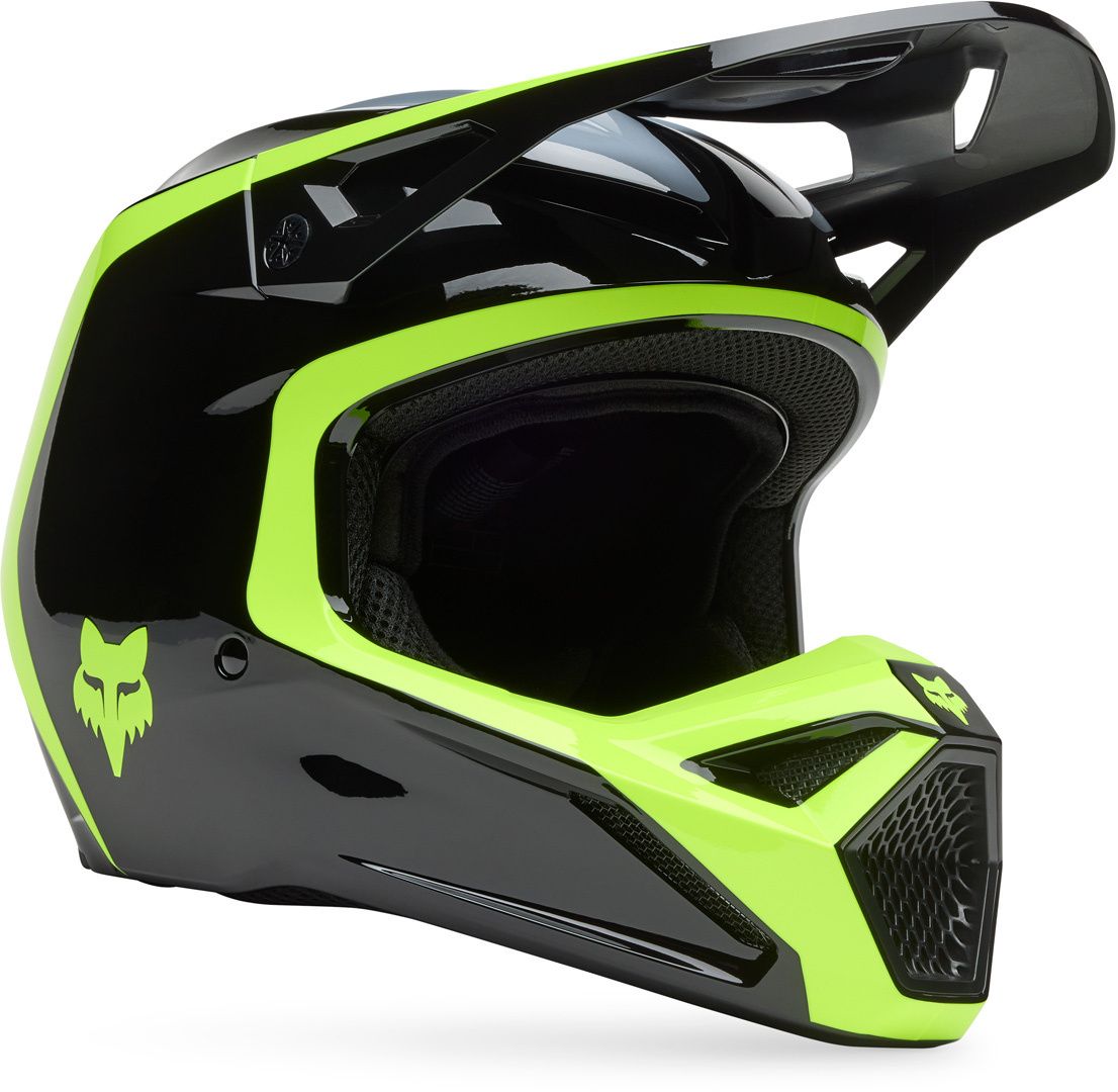 FOX V1 Flow MIPS Black Yellow Motocross Helmet - Chromeburner