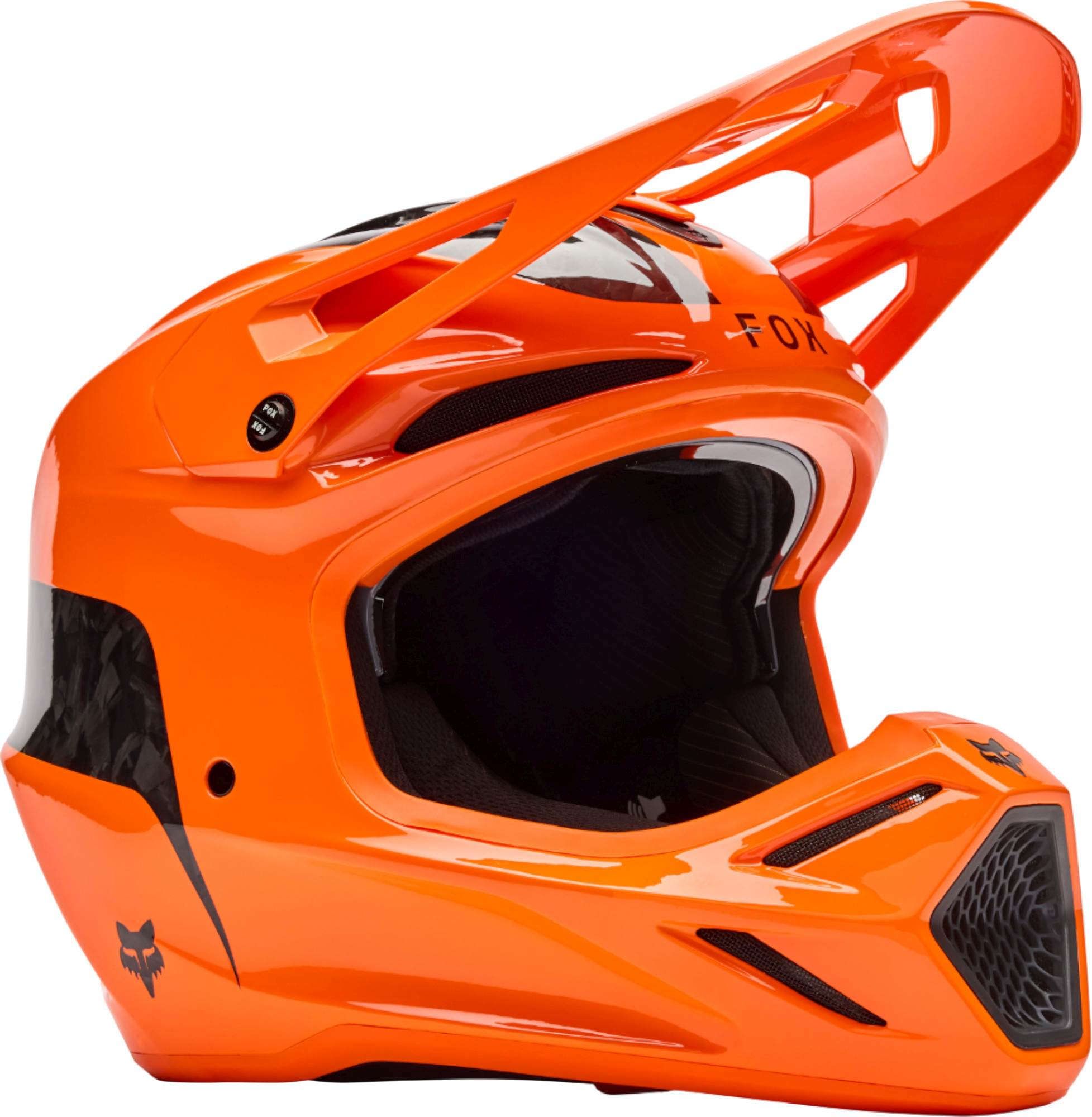 FOX V3 RS Fracture Carbon Orange Motocross Helmet - Chromeburner