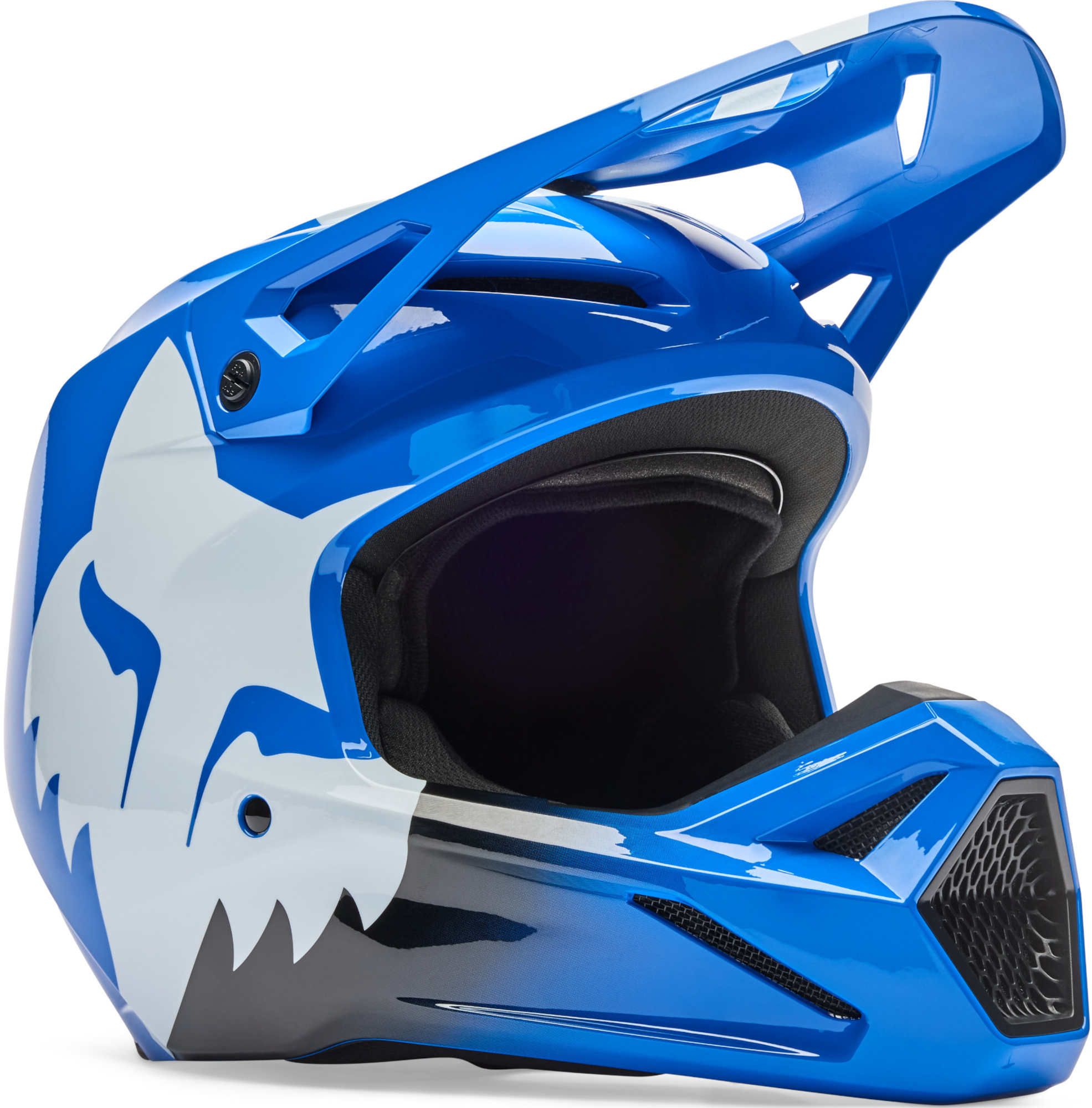 FOX V1 Youth Shield Bleu Casque Motocross Enfant - Chromeburner