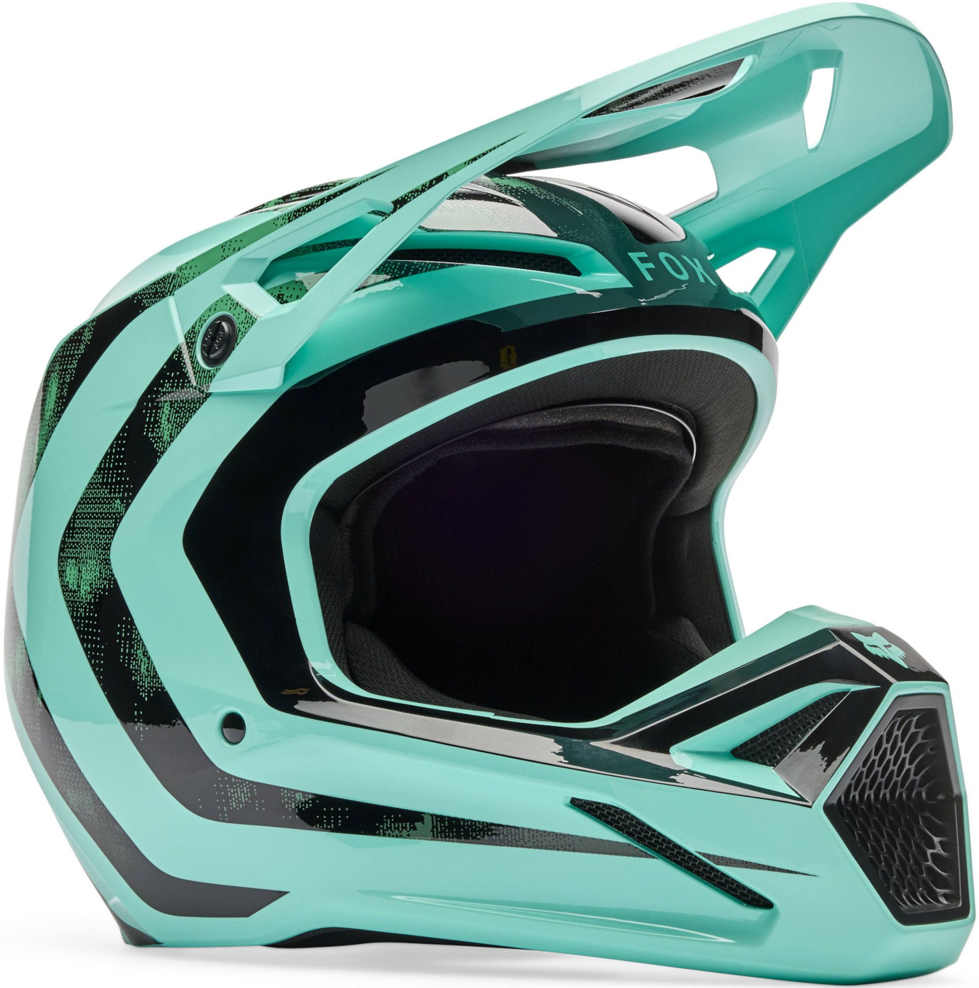FOX V1 Youth Kairos Turquoise Kids Motocross Helmet - Chromeburner