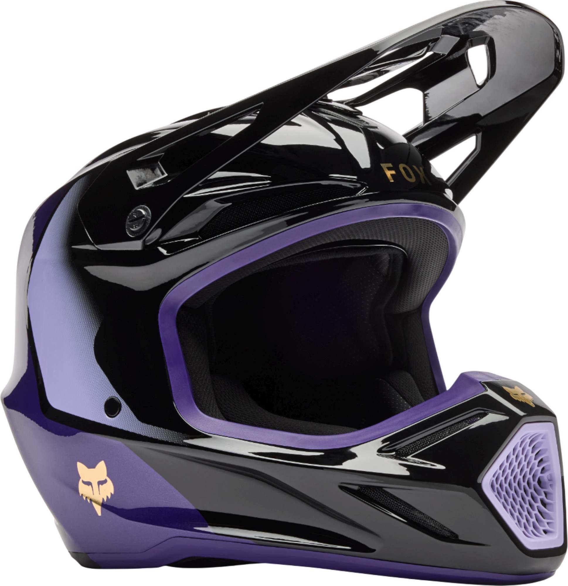 FOX V3 Drip Black Lila Motocross Helmet - Chromeburner