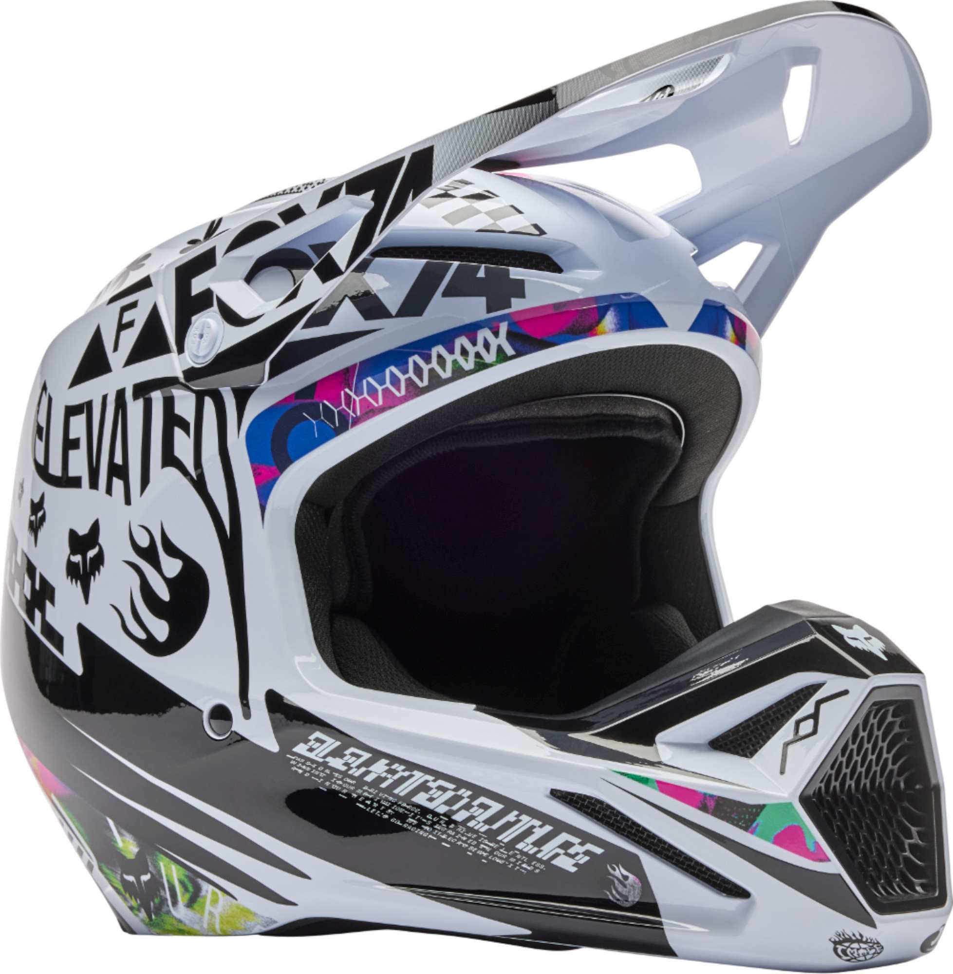 FOX V1 Image Cosmo White Black Motocross Helmet - Chromeburner