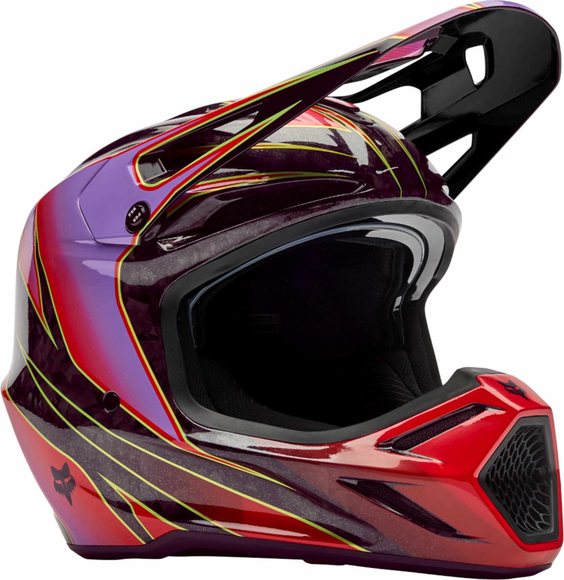 FOX V3 RS Canvas Black Red Motocross Helmet - Chromeburner