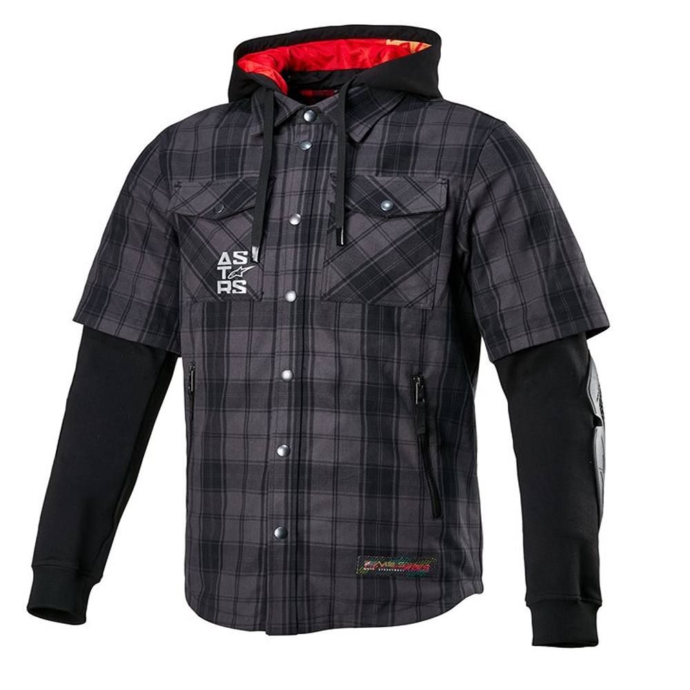 【CMMAWEAR】LS T-SHIRT / BLACK TARTAN S/M Alpinestars MO.ST.EQ Tartan Shirt Tar Gray Black - Chromeburner