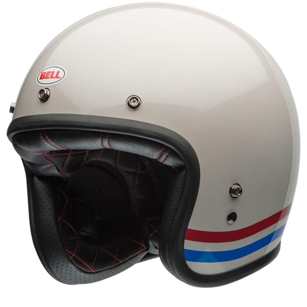 Bell Custom 500 Stripes Pearl White Jet Helmet - Chromeburner