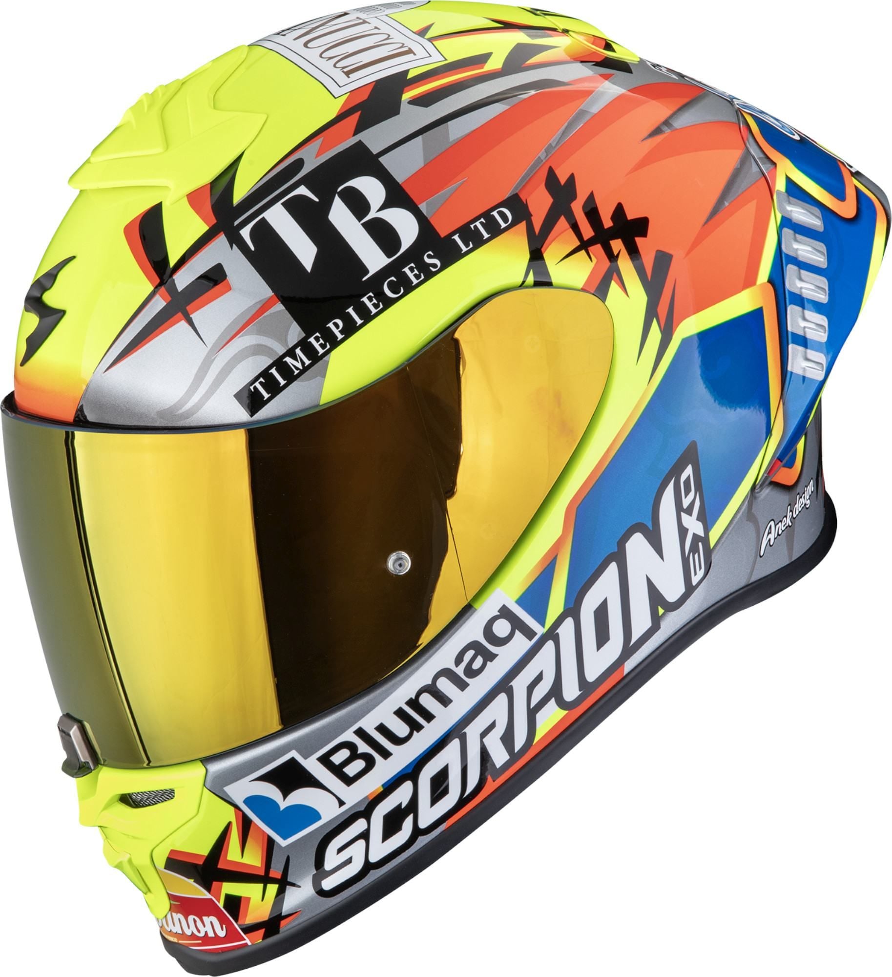 アロエ　レインボーシャーベット　激レア Scorpion EXO-R1 Evo II Air Aron Misano Full-Face Helmet - Chromeburner