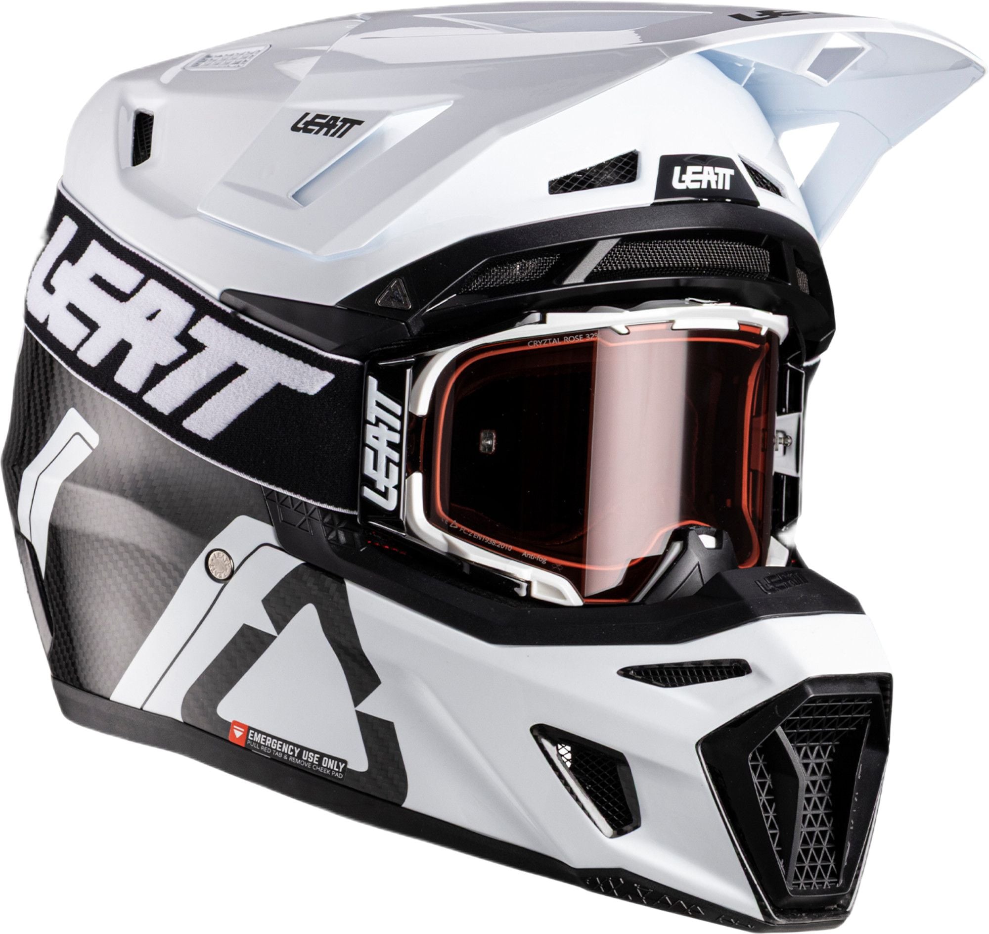 m　0605 Leatt 9.5 Carbon V26 Motocross Helmet with Goggles - Chromeburner