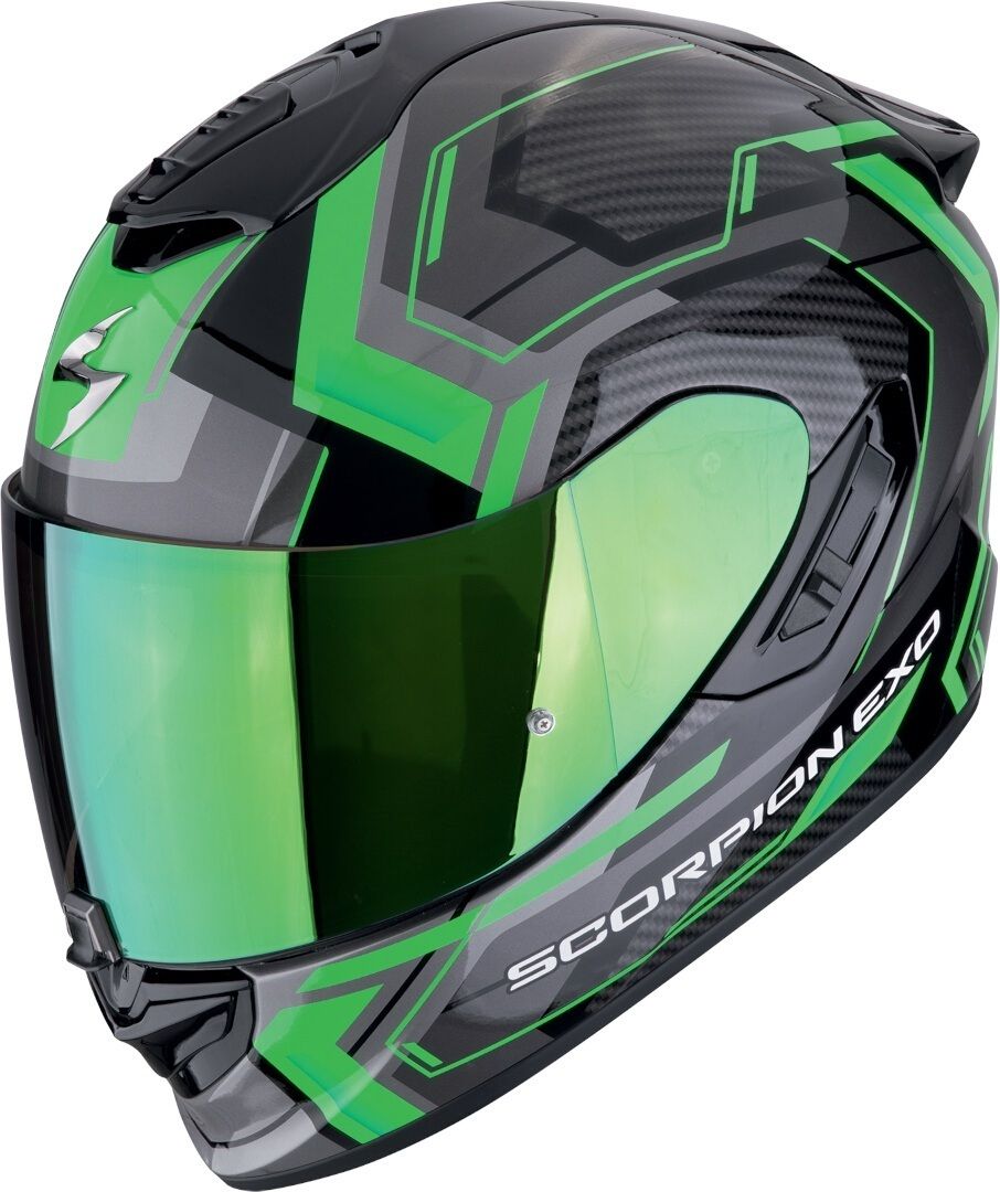 black and green scorpion helmet EXO-Warp Full Face Apex Atarax Black/Hi-Vis / 2XL road riding SCORPION Exo-390 Cube Matt Black