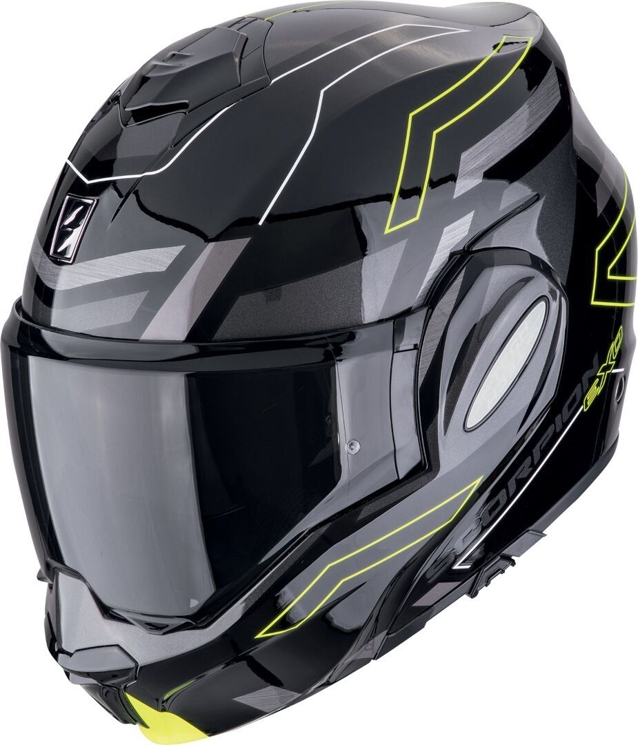 Scorpion EXO-Tech Evo Conquer Black Yellow Flip Back Helmet