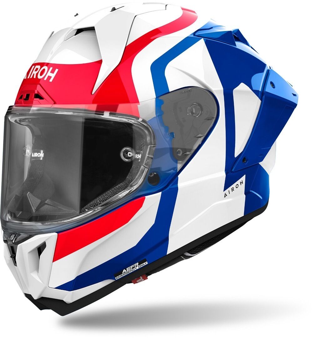 セキュリティ・セーフティ Airoh Airoh GP 800 Competition Carbon White Blue Red Full Face Helmet