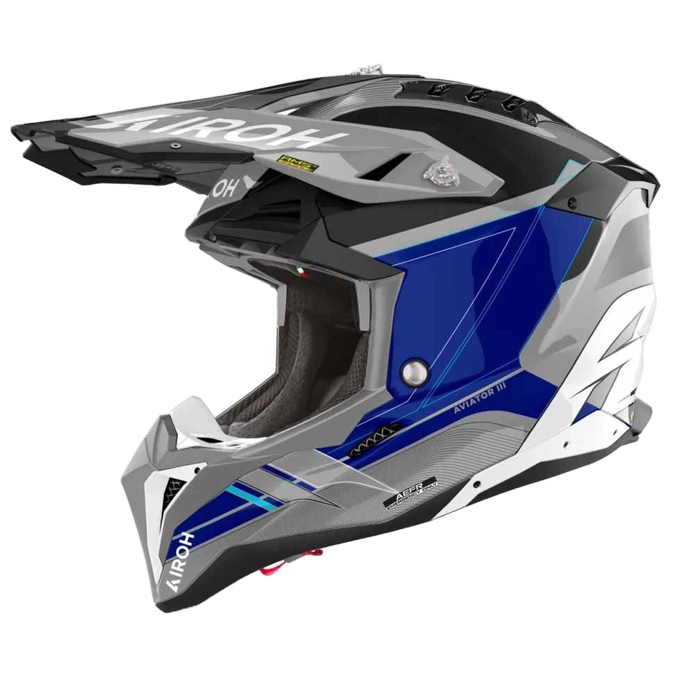 Airoh Aviator 3 Saber Blue Offroad Helmet - Chromeburner