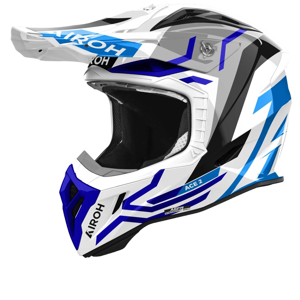 Airoh Aviator Ace 2 Ground Blue Gloss Offroad Helmet - Chromeburner