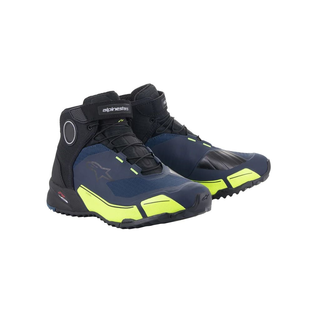 Alpinestars Cr-X Drystar Riding Shoes Black Dark Blue Yellow Fluo