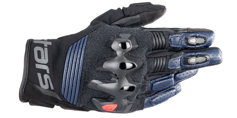 Alpinestars Halo Leather Gloves Dark Blue Black Chromeburner