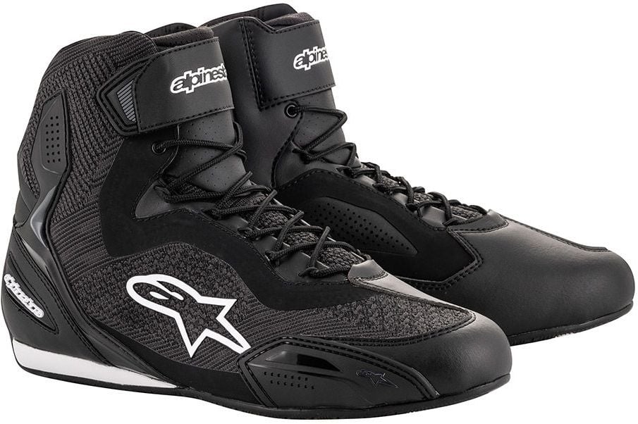 Alpinestars Faster-3 Rideknit Black Motorcycle Shoes - Chromeburner