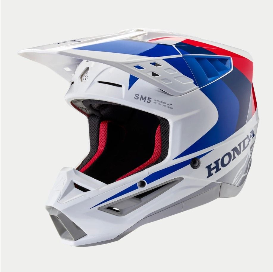 Alpinestars Honda S-M5 Helmet Ece 22.06 White Blue Red Glossy