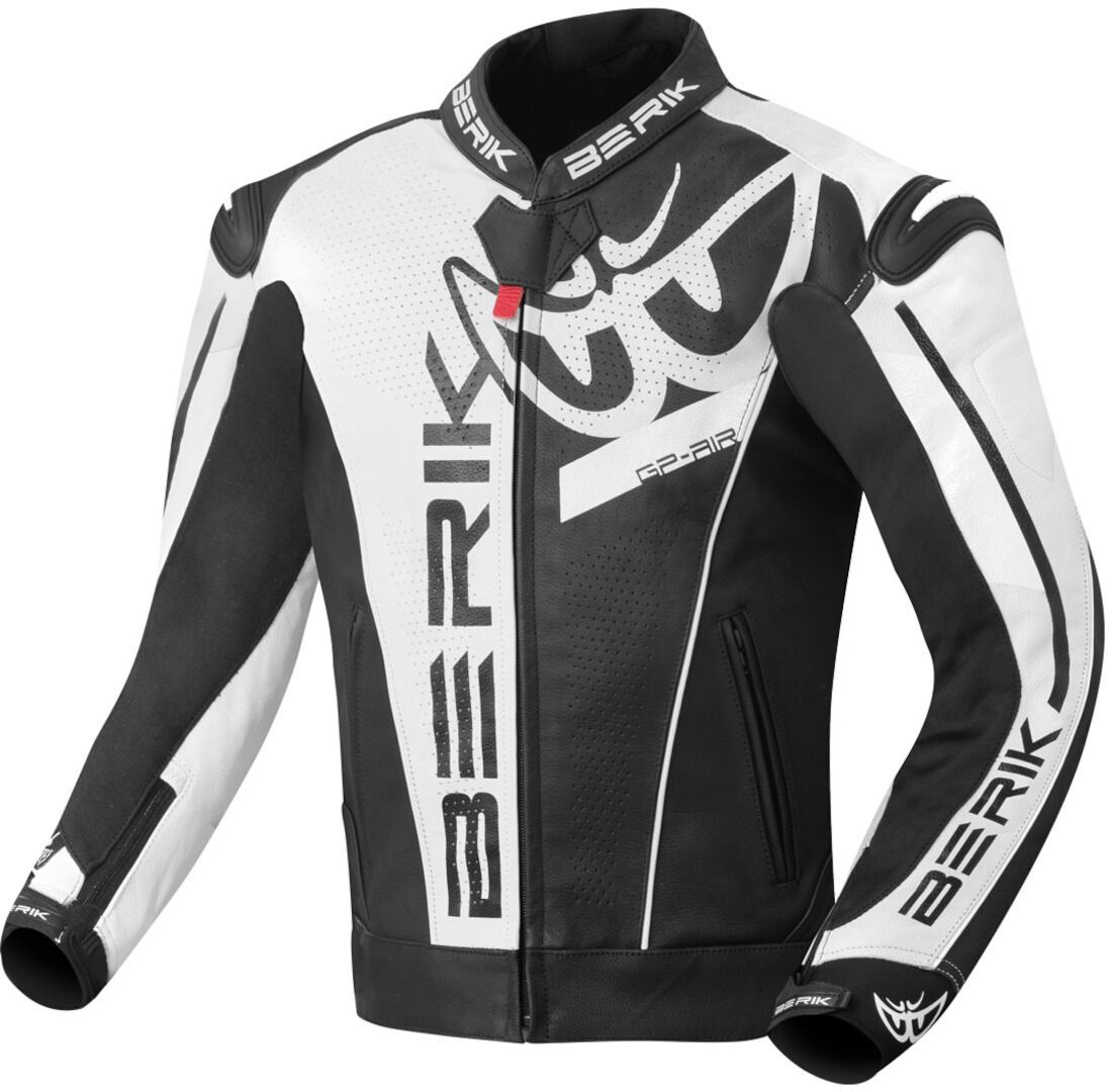 Berik VisionGP Black White Leather Motorcycle Jacket - Chromeburner