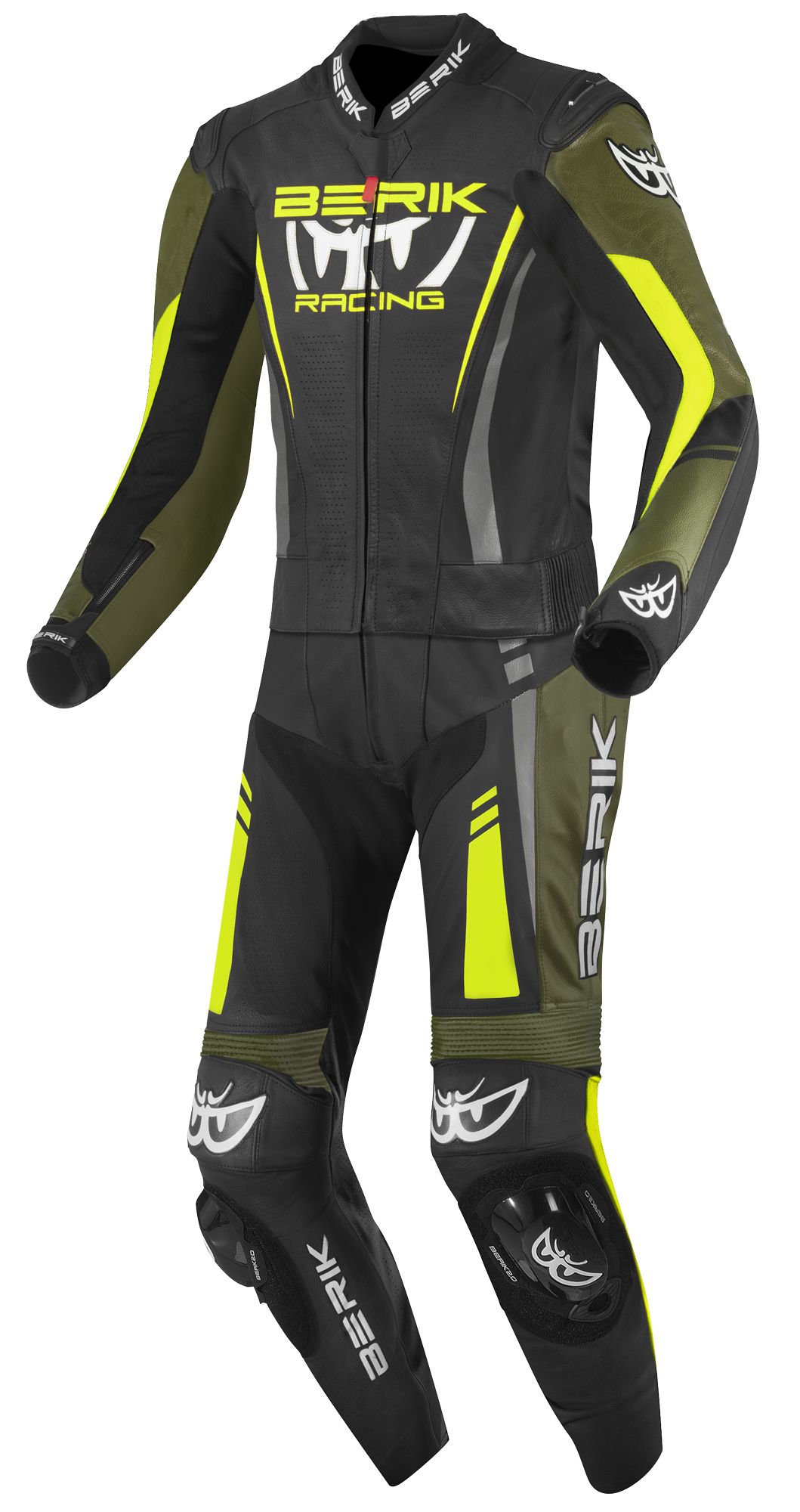 Berik Absolute GP2 Black Green Neon Yellow 2PC Leather Motorcycle