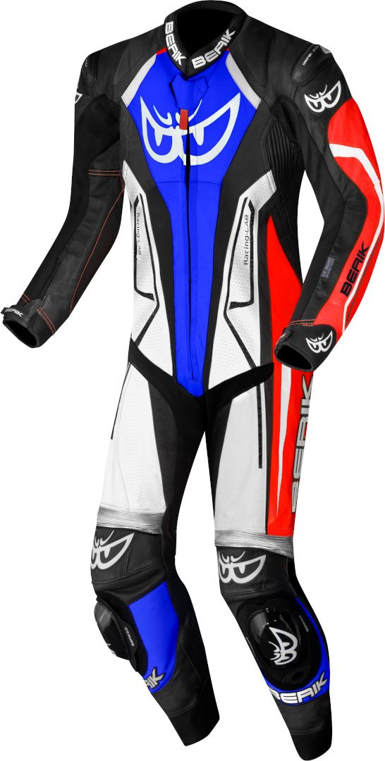 Berik Losail-R Perforated Kangaroo Black Red Blue One Piece Motorcycle Suit