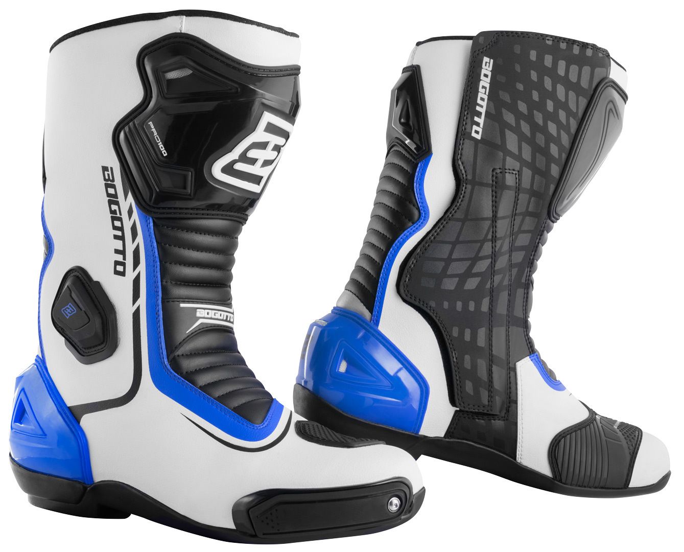 Bogotto Race-X Motorcycle Boots White Blue Black