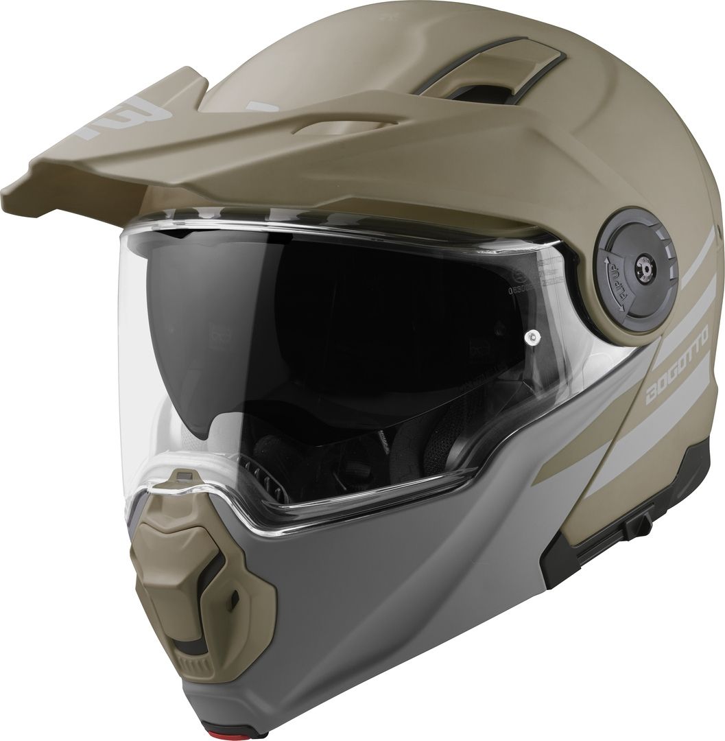 人気沸騰ブラドン Bogotto FG-102 Duo Brown Fiberglass Flip Up Helmet セキュリティ・セーフティ