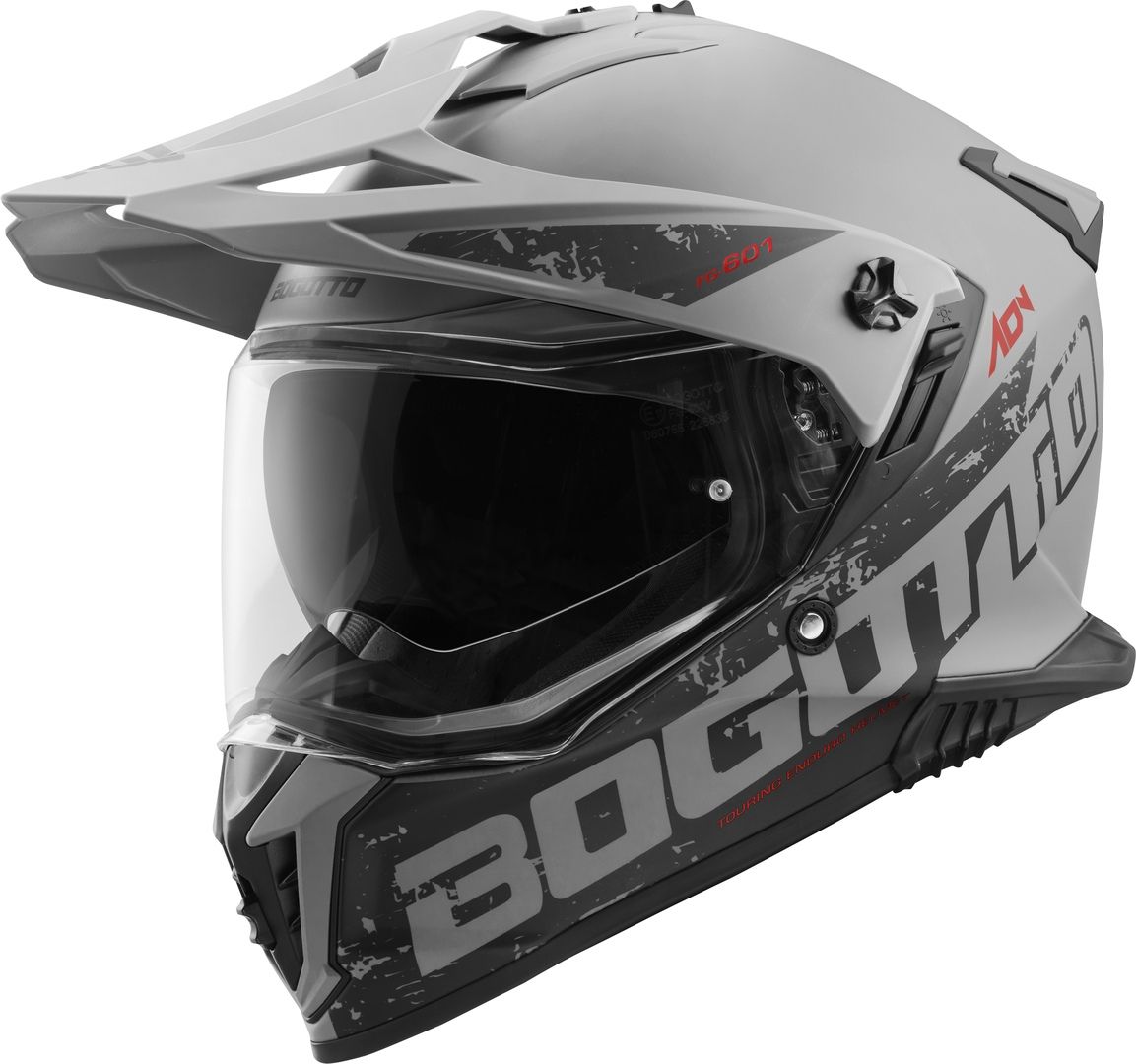 Bogotto FG-601 Duo Grey Fiberglass Enduro Helmet - Chromeburner