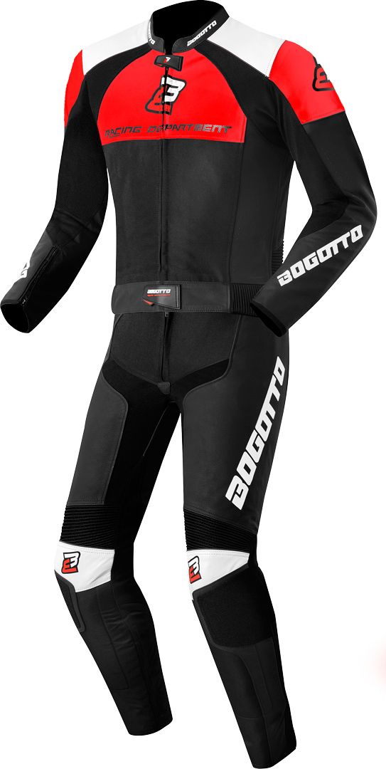 Bogotto Losail レザースーツ新品ツーピース Bogotto Losail Black White Red 2PC Leather Motorcycle Suit