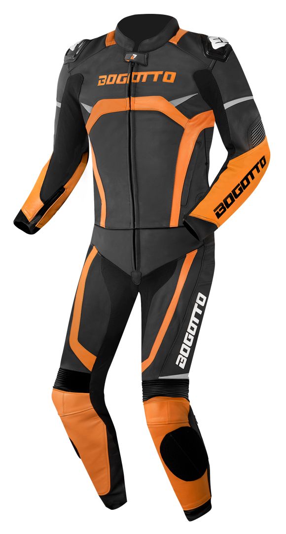 Bogotto Misano Black Orange 2PC Leather Motorcycle Suit - Chromeburner