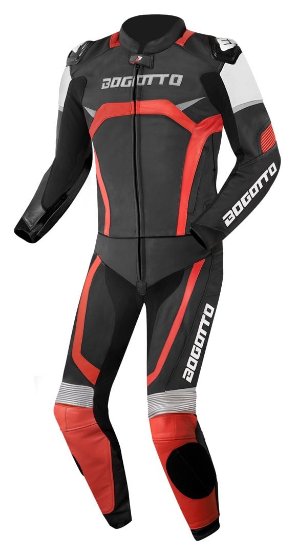 Bogotto Misano Black Red 2PC Leather Motorcycle Suit - Chromeburner