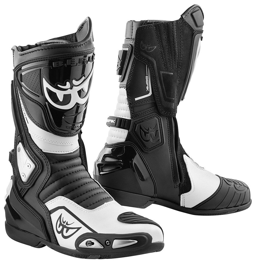 Berik Donington Black White Motorcycle Boots - Chromeburner