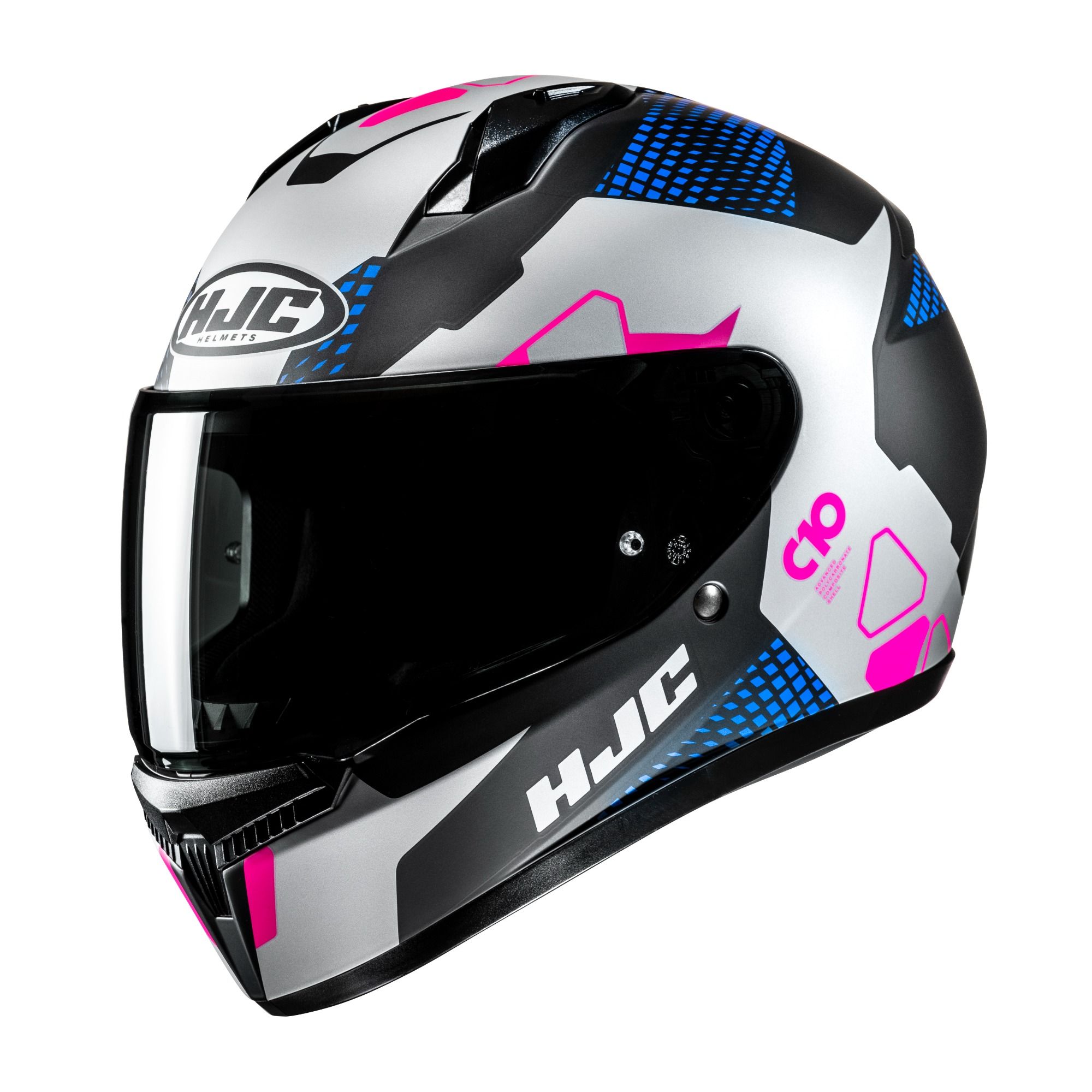 HJC C10 Aspa Black Pink Blue Silver Full Face Helmet - Chromeburner