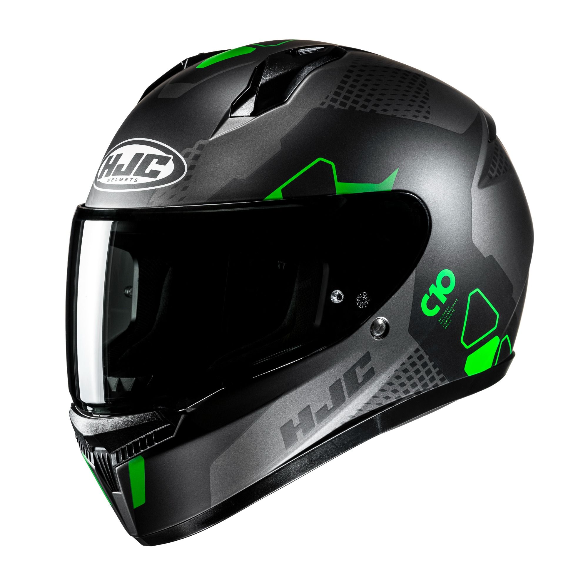 HJC C10 Aspa Black Grey Green Full Face Helmet - Chromeburner