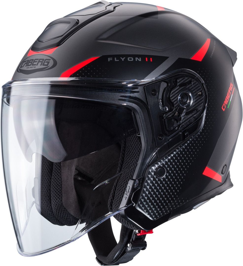 Caberg Flyon II Boss Grey Black Red Jet Helmet - Chromeburner