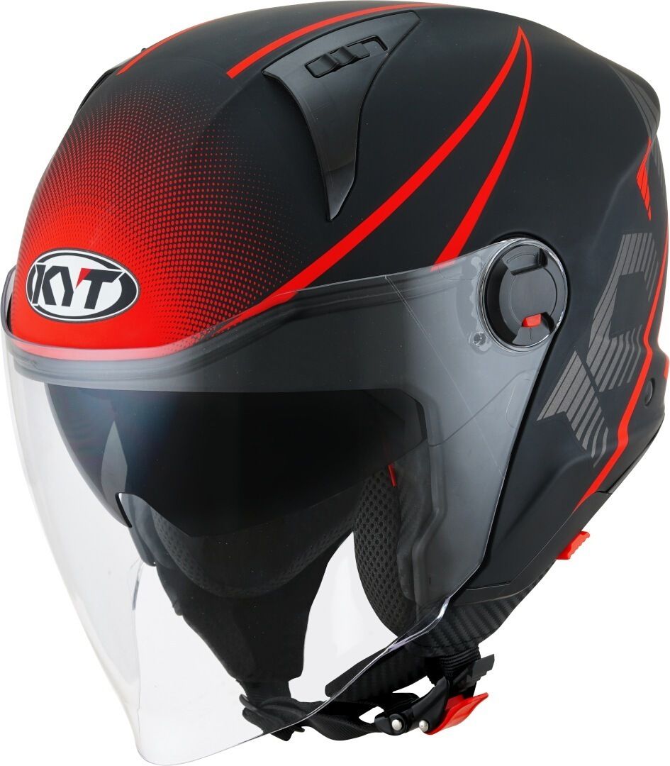 KYT D-City Colorful Matt Red Jet Helmet - Chromeburner