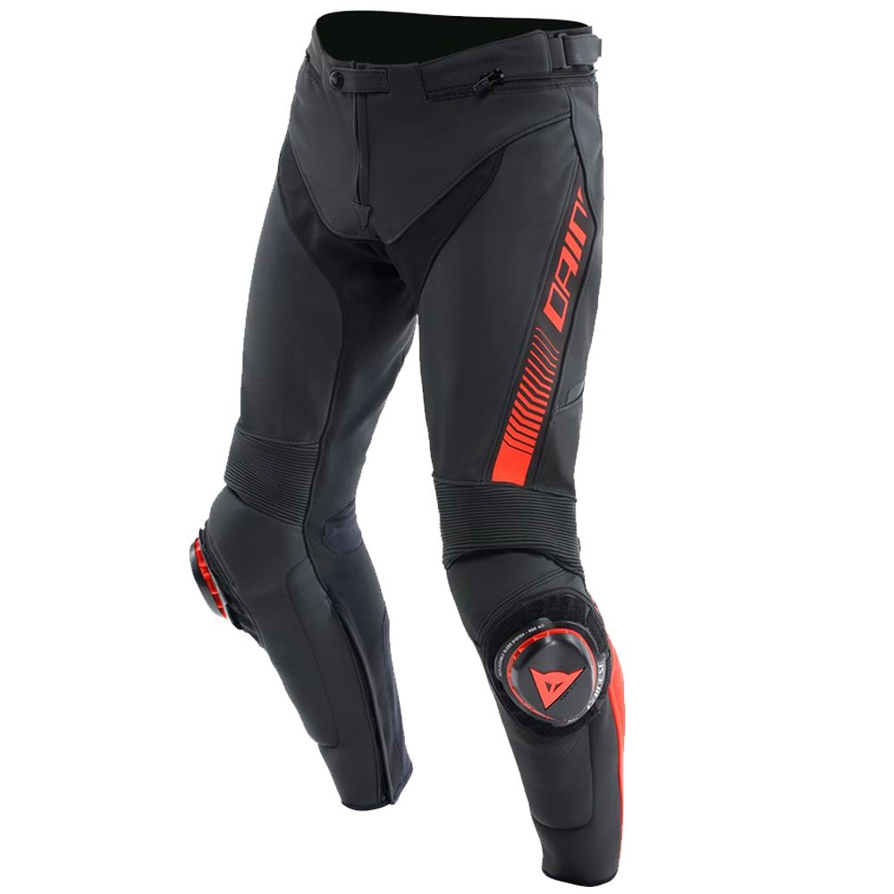 Dainese Super Speed Leather Pants Black Red Fluo - Chromeburner